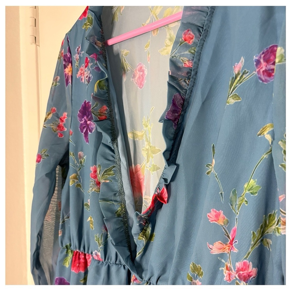 Floral Blue Maxi Dress - Picture 3 of 3
